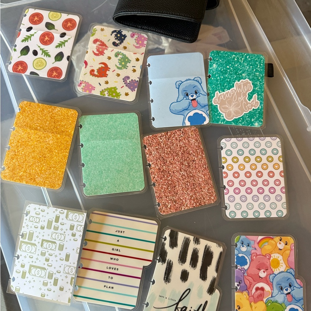 Custom made dividers&pockets, 2 Happy planner micros with some filler paper,case